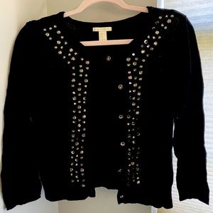 Black jewel sweater. Gem button down.